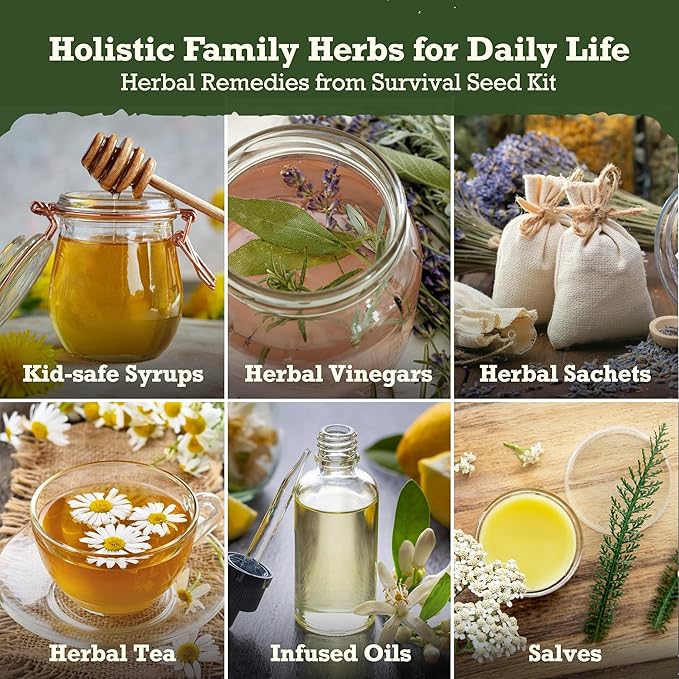 Lush&ampDew Holistic Family Apothecary Seed Chest 30000+ Medicinal Herb Survival Seed Kit Gardening Gifts for Women Men 32 Varieties Heirloom Non-GMO Culinary Herb Seeds for Raised Bed Windowsill
