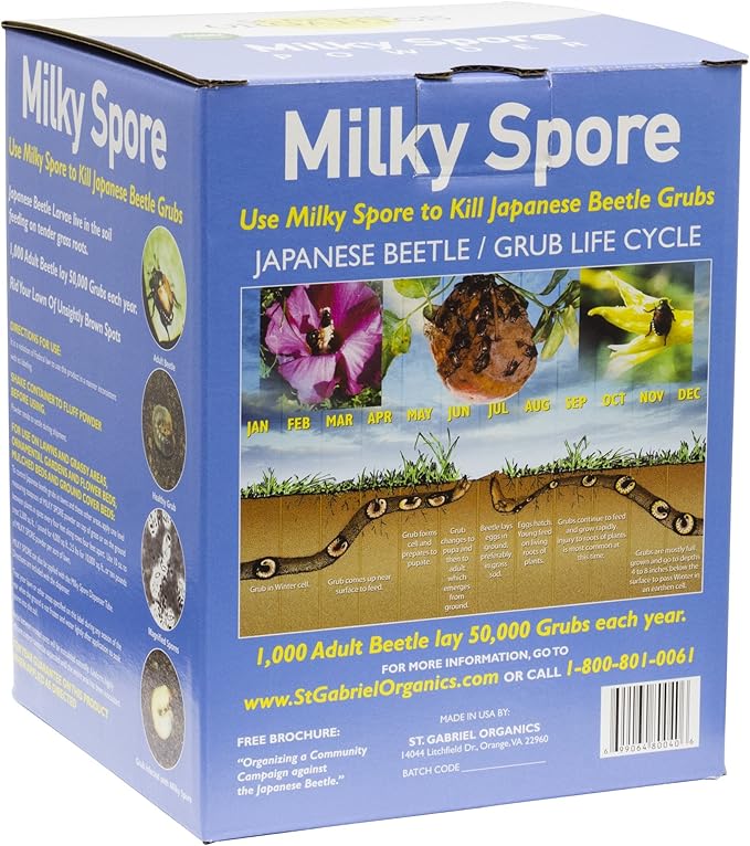St. Gabriel Organics Milky Spore Powder 10oz – Japanese Beetle Grub Killer for Lawns
