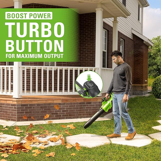 Greenworks 40V (160 MPH / 700 CFM) Cordless Brushless Axial Leaf Blower 8.0Ah Battery and Charger Included