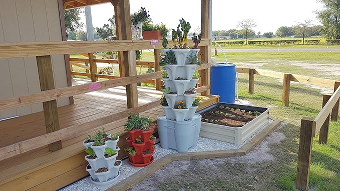 Mr. Stacky Smart Farm - Automatic Self Watering Garden - Grow Fresh Healthy Food Virtually Anywhere Year Round - Soil or Hydroponic Vertical Tower Gardening System (Standard Kit Stone)