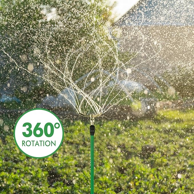 RESTMO 2 Pack 3-Arm Sprinkler with Adjustable Telescoping Base 360 Degree Rotation High-Rise Lawn Sprinkler for Large Area Coverage Lawn Irrigation System Gardening Watering System Sprinklers