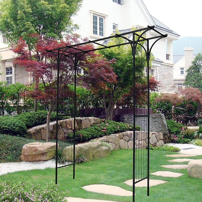 Metal Garden Arch GTrClimbing Plants Support Arch Outdoor Arch Wedding Arch Party Events Archway Black