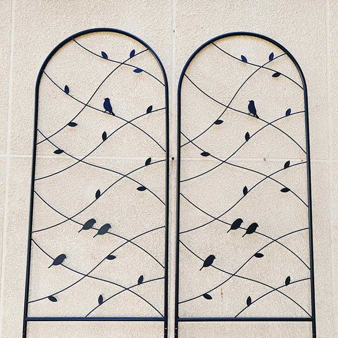 2 Pack Metal Garden Trellis 86.7 x 19.7 Rust-Resistant Trellis for Climbing Plants Outdoor Flower Support Bird Deco Black