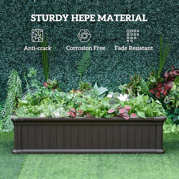 Outsunny 48 x 24 x 12 Raise Garden Bed Planter Box Above Ground Garden for Flowers Herb Vegetables with Easy Assembly Brown