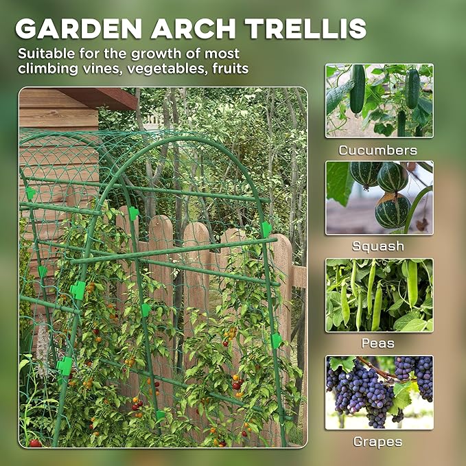 Vertical Growing Arch for Small Spaces 6.8’ High A-Frame Trellis with Coated Steel Frame Maximizes Garden Yield for Cucumbers Peas and Pole Beans
