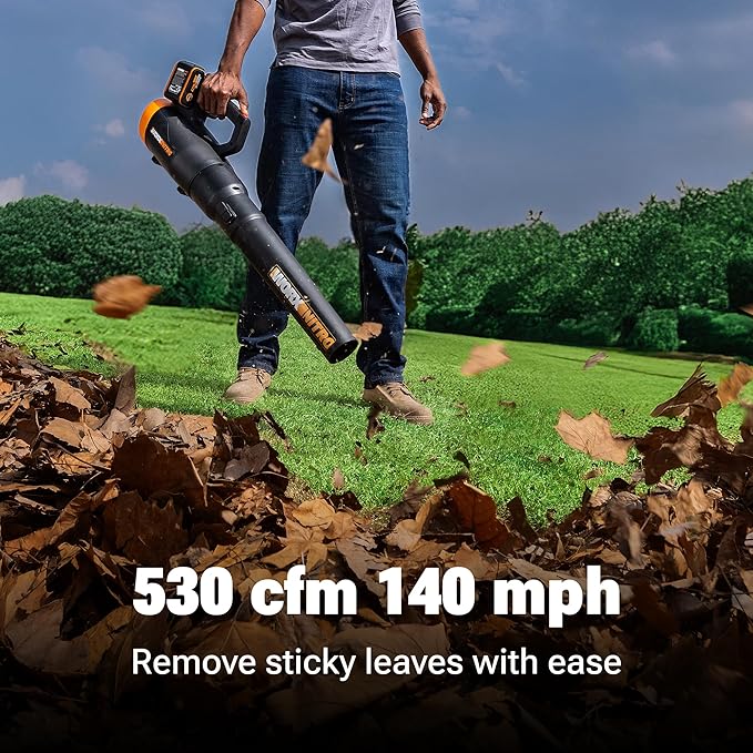 WORX Nitro Cordless Leaf Blower Quiet Electric Blower for Lawn Care with 530 CFM &amp 140 MPH Batteries &amp Charger Not Included WG581.9
