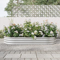 Raised Garden Bed Outdoor Oval Large Metal Raised Planter Bed for for Plants Vegetables and Flowers Silver ES447