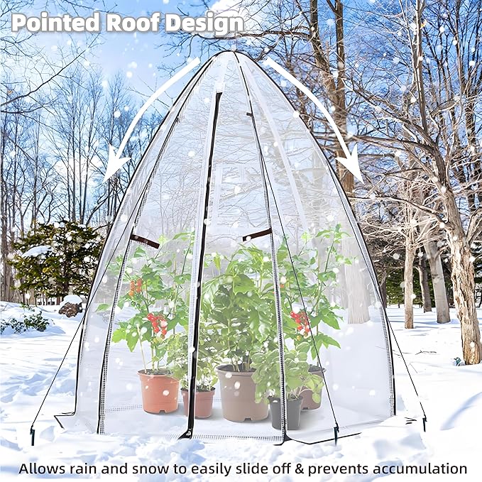 Portable Greenhouse for Outsides Ohuhu Heavy Duty Green House Tent with Durable PE Cover Garden Plant Protector with Zippered Door Mesh Window for Vegetables Flowers Fruits Herbs 63x54x71 Inch