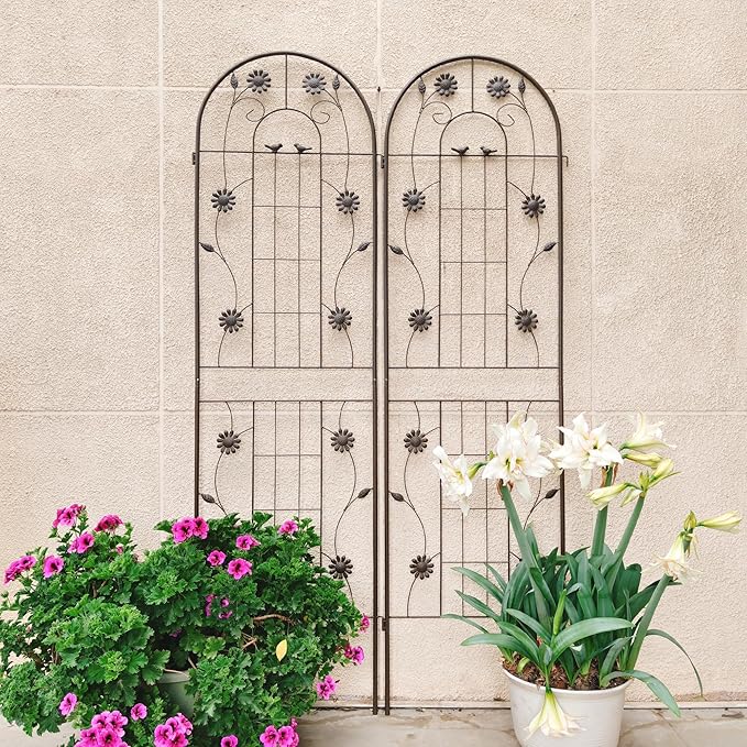 2 Pack Metal Garden Trellis 71 x 19.7 Inches Rustproof Powder-Coated Steel Trellis for Climbing Plants Like Roses Ivy Cucumbers Beans Peas Jasmine and Grapes