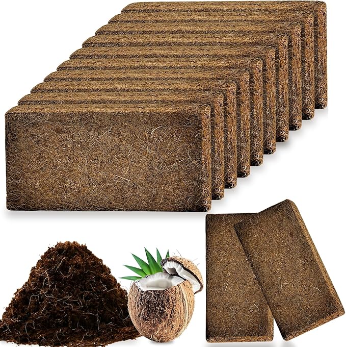 Cheardia 12 Packs High Nutrition Coconut Coir Brick High Expansion Coconut Fiber Substrate with Low EC and PH Balance Organic Coco Coir for Garden Soil Potting Flower Herbs Vegetables