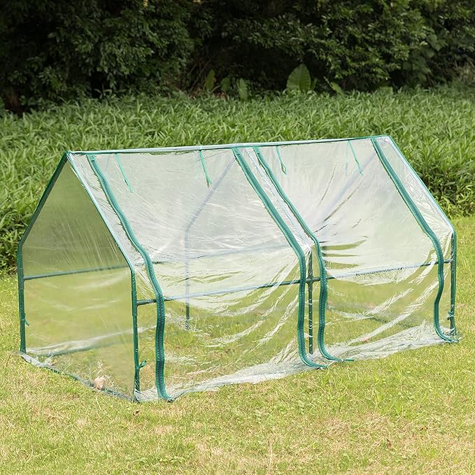 Gardenised Green Outdoor Waterproof Portable Plant Greenhouse with 2 Clear Zippered Windows Medium