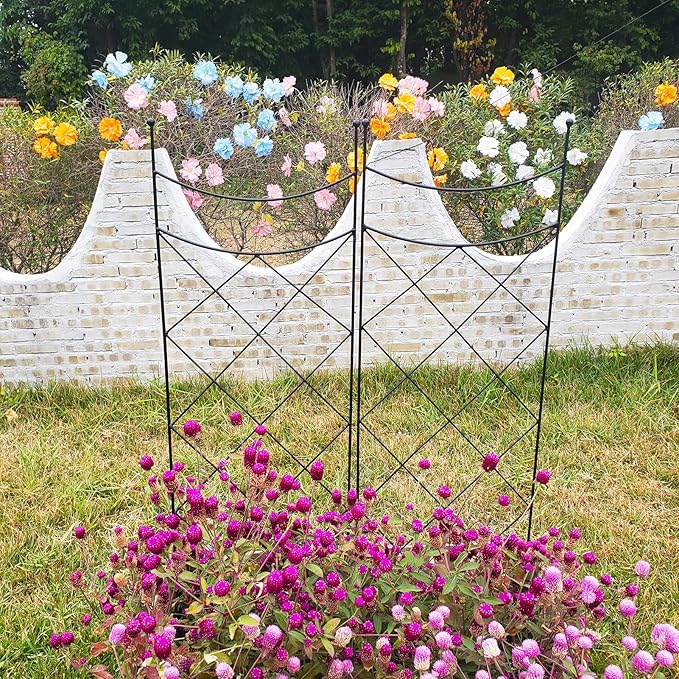 45.3 H x 15 W Metal Garden Trellis for Climbing Plants Black Iron Trellis for Vines Plant Rose Vegetable SupportLarge Decorative Outdoor Trellis2 Pack