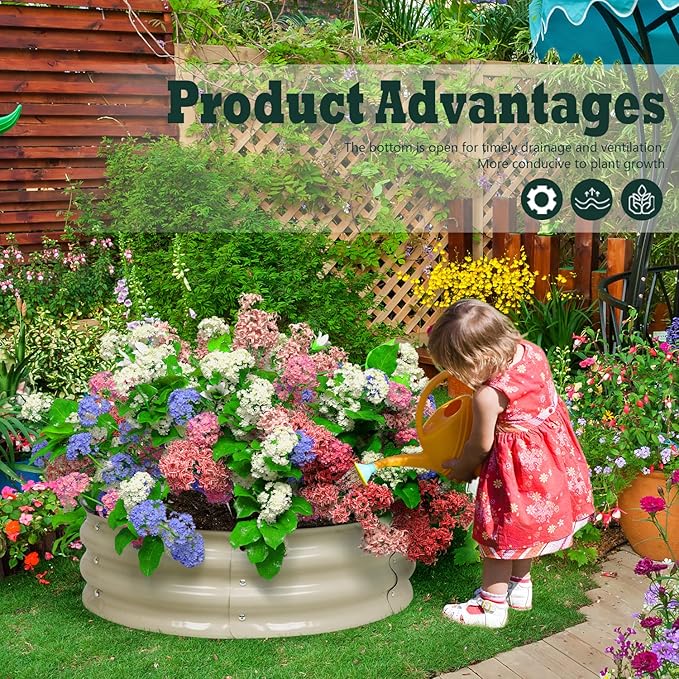 BPS Metal Raised Garden Bed 2-Pack 2.5FT Diameter Galvanized Planter Raised Garden Boxes for Flower Planters Vegetables Herb