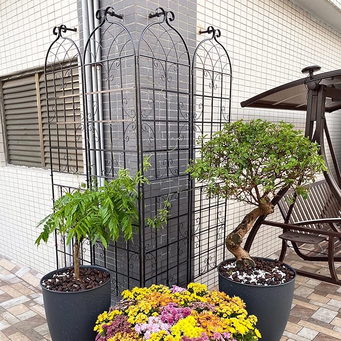 4 Pack Rustproof Metal Garden Trellis 86.7 x 19.7 Sturdy Trellis for Climbing Plants Outdoor Flower and Vine Support Black