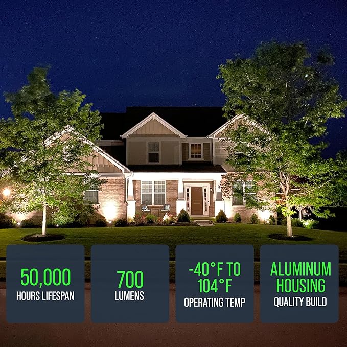 Outdoor Landscape Spotlights – 3000K/4000K/5000K Color Changing Options in Aluminum Housing – 120V Integrated LED Outdoor Spot Light with Shroud for Yard Lawn Garden Walkway and Pathway (8W Black)