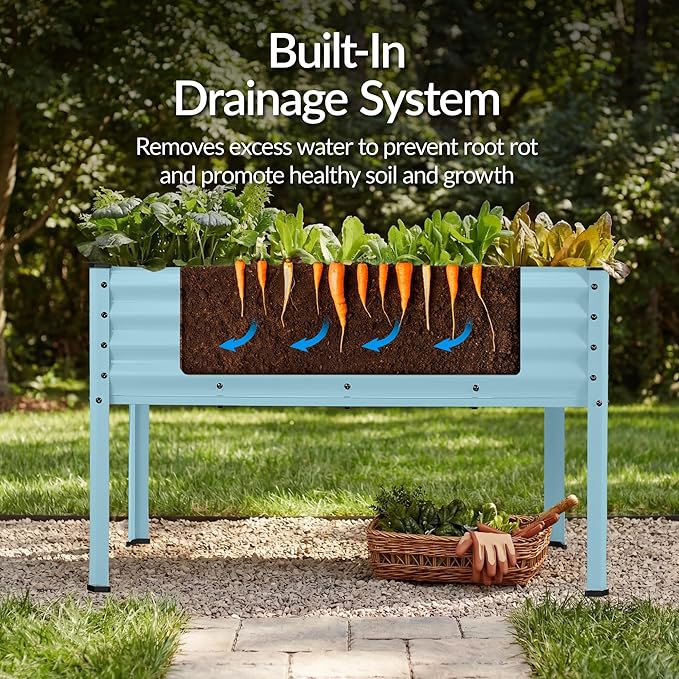 Best Choice Products 48x24x30in Galvanized Raised Garden Bed Metal Elevated Planter Box Vegetable Garden for Backyard Patio Balcony - Mist Blue