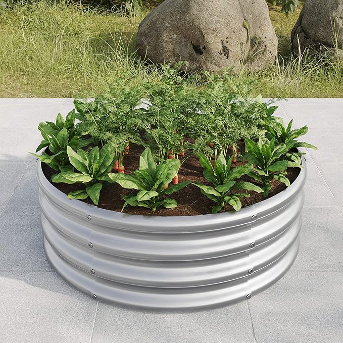 32.08*11.4 Tall Round Raised Garedn BedMetal Raised Beds for Vegetables Outdoor GRaised Planter Box Backyard Patio Planter Raised Beds for Flowers Herbs Fruits Black