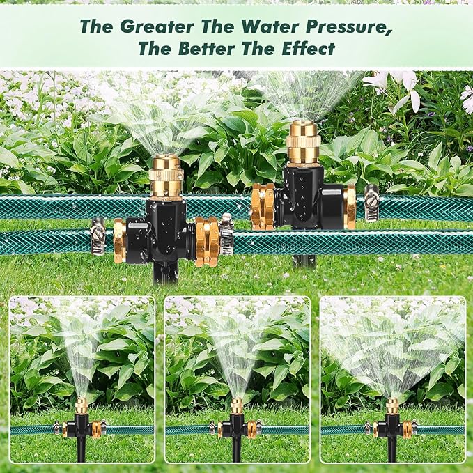Landical Above Ground Irrigation Garden Sprinkler System 3 Pack Lawn Sprinkler and 32.8 ft Garden Hose Drip Irrigation System Garden Watering System DIY Plant Watering Set for Yard (Black)
