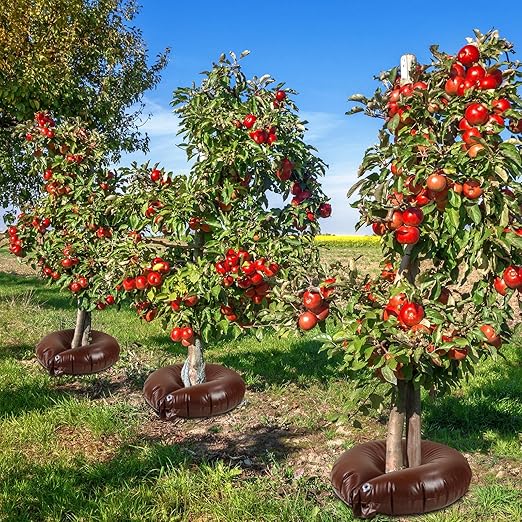 Mumufy 20 Pack Tree Watering Ring Tree Watering Bag 10 Gallon Slow Release PVC Drip Irrigation Water Pouch Automatic Drip System for Planting Gardening Trees and Shrubs 23.6 Inch (Brown)