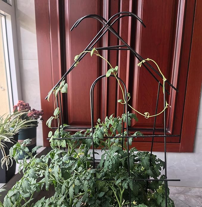 ARIFARO 32 Metal Garden Trellis for Climbing Plants 4 Pack Plant Trellis for Potted Plants Indoor Outdoor Black Trellis for Vines Flowers Cucumbers 13.4 Wide