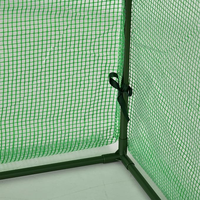 Outsunny 10' x 3' x 2.5' Mini Greenhouse Portable Tunnel Green House with Roll-Up Zippered Doors UV Waterproof Cover Steel Frame Green