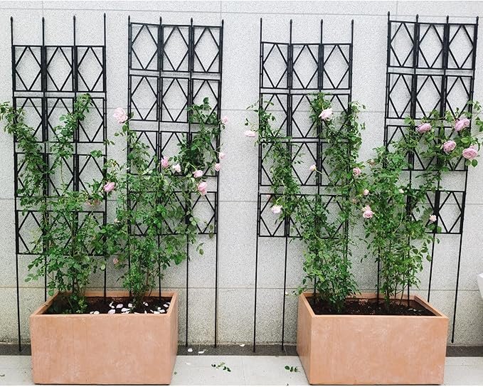 Foldable Garden Trellis DIY Garden Climbing Aid Rustproof Metal Plant Trellis Support Plant Support Bracket For Climbing Plants Vine Ivy Rose Cucumbers Clematis 4 Size ( Size : 60*120cm )