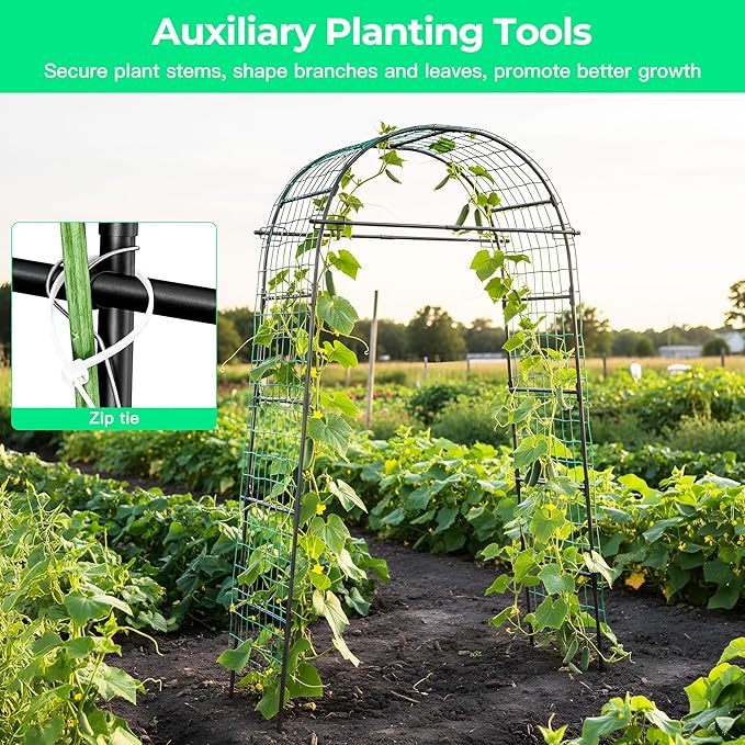 Garden Arch Trellis for Climbing Plants 82 Inch Tall Grape Trellies for OutdoorFlower Vegetable Tomato Cucumber Trellis with Clamp Netting Metal Vine Plants Support for Wedding Garden Decoration