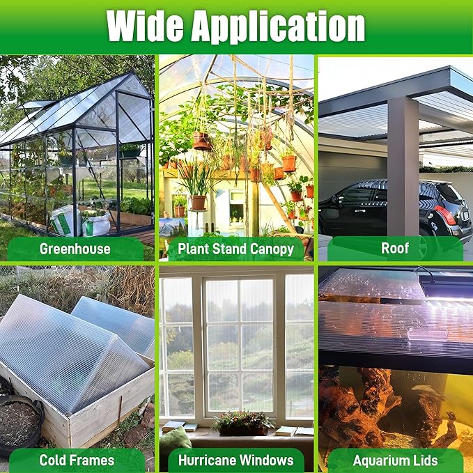 10 Pack Polycarbonate Greenhouse Panels 4' x 2' x 0.16'' Twin-Wall Polycarbonate Sheets All Weather Clear Roof Panels Greenhouse Replacement Panels