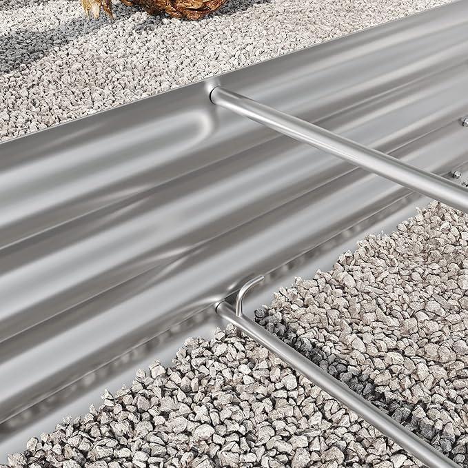 DSHADE Outdoor Raised Garden BedOval Large Galvanized Metal Raised Planter Bed Garden Bed Kit Anti Rust Garden Beds Large Metal Planter Box for for PlantsVegetablesFlowers (Silver)