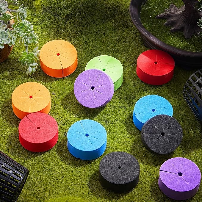 Lallisa 120 Pcs Clone Collars 2 Inch Foam Inserts for Hydroponic Cloning Machines Fits 2 Net Pots Reusable Collars for Hydroponics Plant Germination in DIY Cloner and Clone Machines (Multicolor)