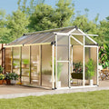 6X10 FT Greenhouse Polycarbonate Garden Greenhouse for OutdoorsAluminum Frame Green House with Lockable Door and Adjustable Roof Vent Ideal for Backyard Patio and Outside Growing