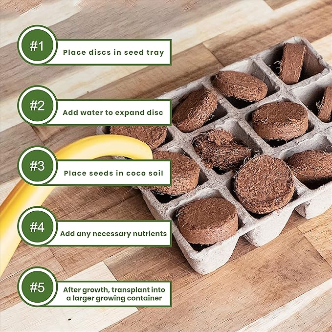 Envelor Coco Coir Seed Starting Mix Pellet for Seed Starter Tray Potting Soil for Indoor Plants Nursery Pots Flower Seeds Herbs Microgreens Succulent Soil Coco Growing Media 1.2 Inches 100 Pack
