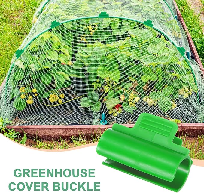 60-Pack Greenhouse Clamps for 1 Inch PVC Pipe Greenhouse Film Clamps Shading Net Rod Clip for Garden Net/Row Cover/Greenhouse Plastic [Grass Green]