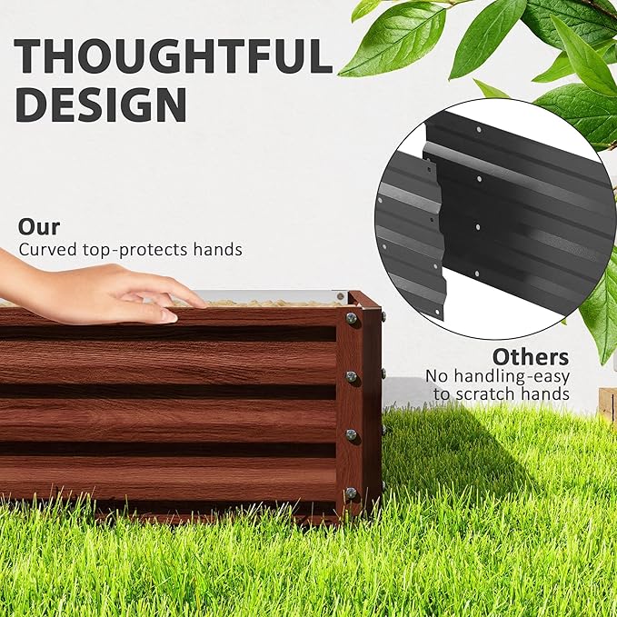Metal Planter BoxGalvanized Raised Garden Bedfor Growing Vegetables Flowers Herbs Succulents