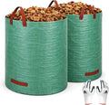 Gardzen 2-Pack 132 Gallon Yard Waste Bags Reusable Heavy Duty Collapsible Garden Leaf Bags with Plastic Ring Stand-Up Yard Waste Bin for Leaves Lawn Debris &amp Grass Clippings