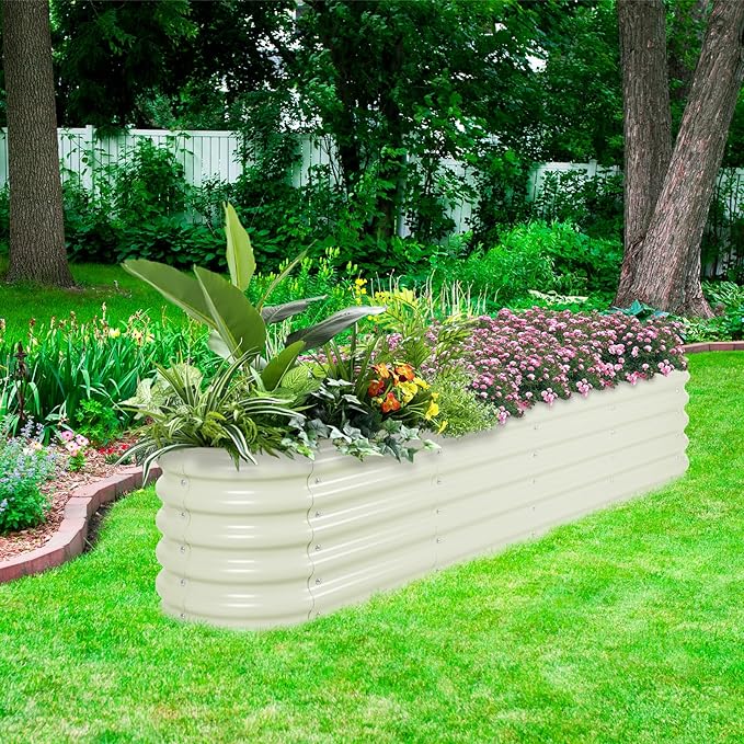 BPS 9-in-1 Metal Raised Garden Bed 6x3 FT Galvanized Planter Raised Beds for Vegetables Flowers 17'' Extra Tall