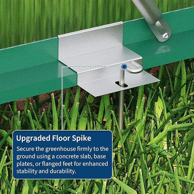 6x8 FT Outdoor Walk-in Greenhouse with Ground Nails &amp Vent Windows – Polycarbonate Greenhouses Sliding Lockable Door Quick Setup for Garden Backyard (Green)