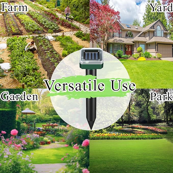 Mole Repellent Solar Powered 10 Pack Snake Vole Repellent OutdoorWaterproof Ultrasonic Deterrent Groundhog Squirrel Gopher Vole Deer and Chipmunk for Lawns Garden &amp Yard