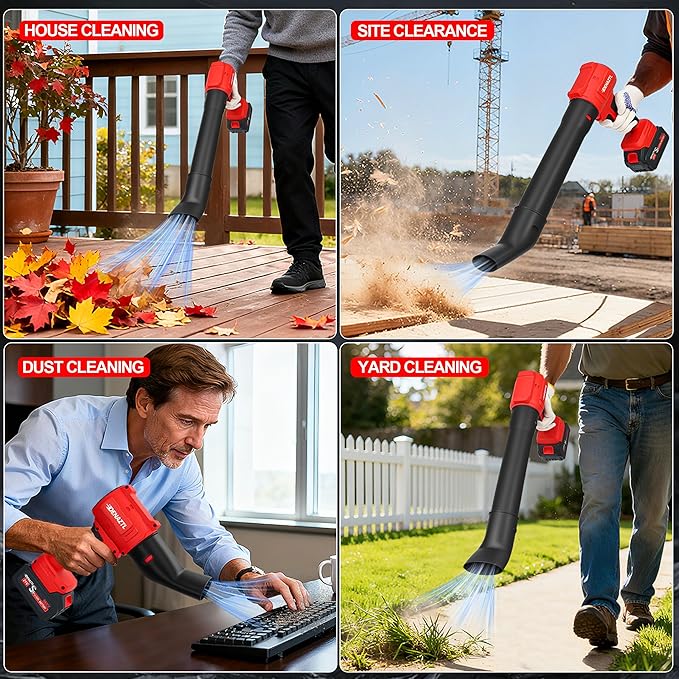 Electric Handheld Leaf Blower Cordless with 2X 4.0Ah Batteries and Charger 650CFM 160MPH 2 Extended Nozzles Portable Mini Lightweight for Seniors Gift YardPatioGutterLawn Care Garden Tool