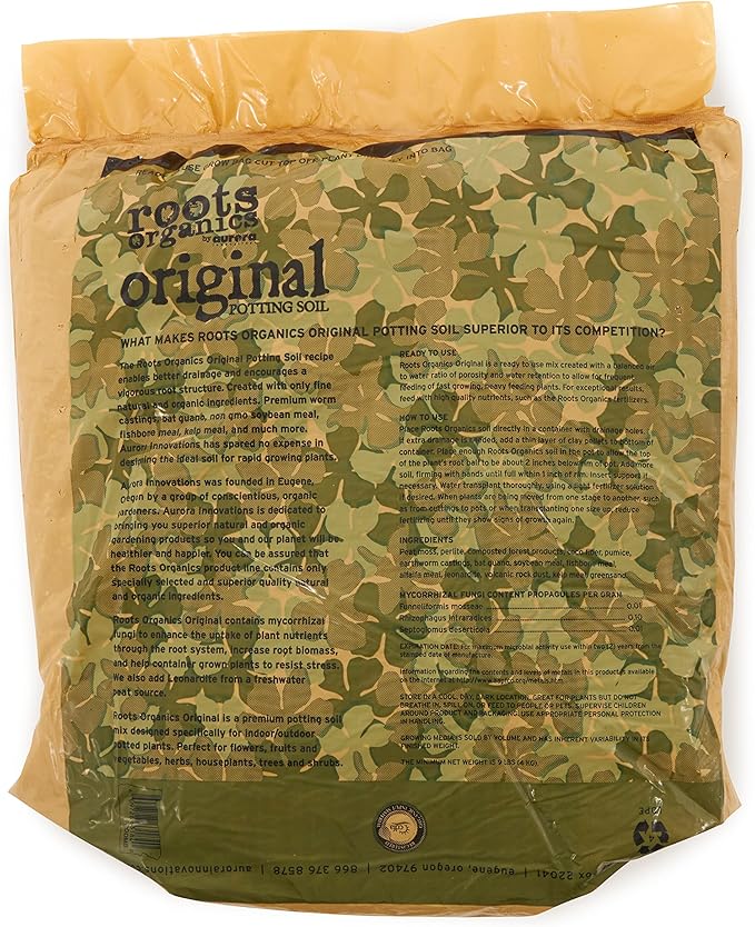 Roots Organics ROD75 Hydroponic Gardening Original Coco Fiber Based Potting Soil 0.75 Cubic Feet 4 Pack