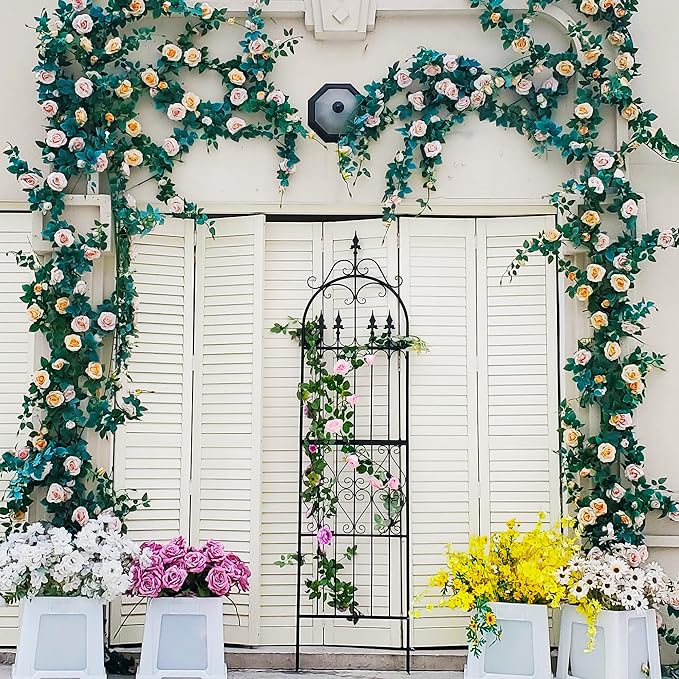 Garden Garden Trellises 86” x 21.7” for Climbing Plants 7.2FT Metal Iron Wire Vine Flower Trellis Perfect for Supporting Climbing Plants Outdoor Roses Vines Flowers and Vegetables