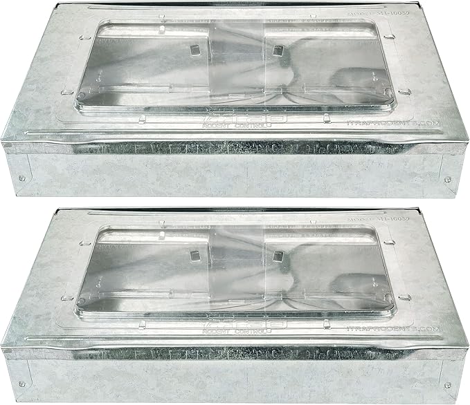Humane Mouse Trap 2-Pack – No Winding or Resetting Non-Jamming Clear Window View Silver No-Kill Indoor Mouse Traps Preferred by Professional Pest Controllers
