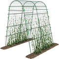Outsunny Cucumber Trellis 6.8' Tall Arch Trellis for Climbing Plants Outdoor A-Frame with Plastic Coated Steel Frame and Climbing Net Support Vegetables Peas Fruit &amp Vines Green