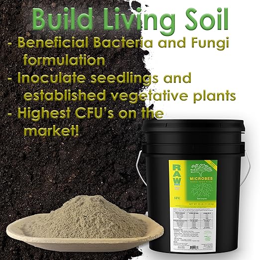 RAW Microbes Grow 25lb - Plant Growth Enhancer with Endomycorrhizae and Rhizosphere Bacteria