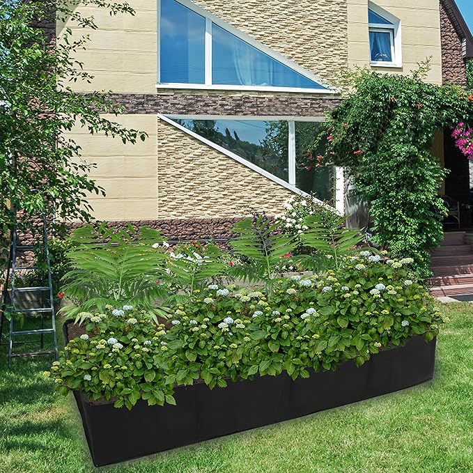 Gardzen 2 Pack Fabric Raised Garden Beds 3x6x1 FT - 8 Grids Grow Bed for Square Foot Gardening Planting Box for Vegetables Herbs Flowers