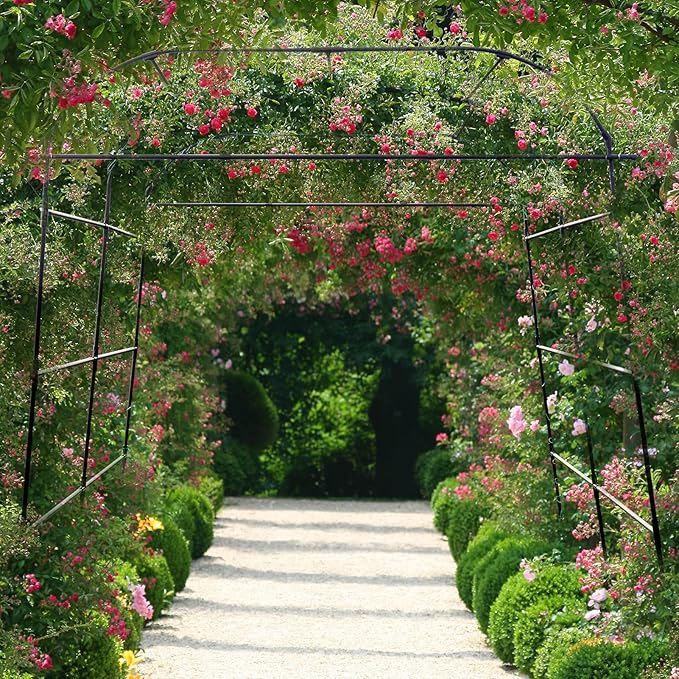 Garden Arch Trellis for Climbing Plants Outdoor Grape Vine Tomato Bean U Frame Plant Vegetable Support Cucumber Pergola for Backyard Black