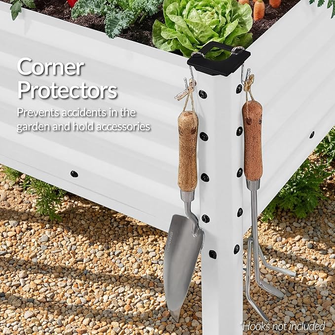 Best Choice Products 48x24x30in Galvanized Raised Garden Bed Metal Elevated Planter Box Vegetable Garden for Backyard Patio Balcony - White