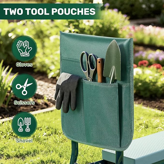 Garden Kneeler and Seat 2-in-1 Gardening Kneeling Bench Foldable Heavy Duty Garden Stool with Cushioned Pad Gardening Gifts for Seniors Women -1PCS