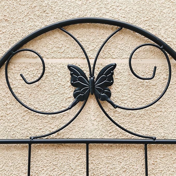 2 Pack Garden Trellises with Black Metal Coating Trellis for Climbing Plants Outdoor Roses Vegetables Vines Cucumbers-19.7×71 inches.