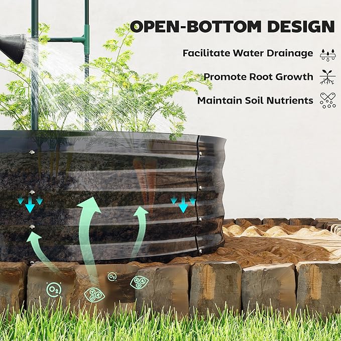 Outsunny Galvanised Raised Garden Bed with Arched Trellis 5 x 3 x 6ft Metal Outdoor Planter Box with Open Bottom Design Modular Raised Bed with Gloves for Vegetable Flower Easy Assembly Dark Gray